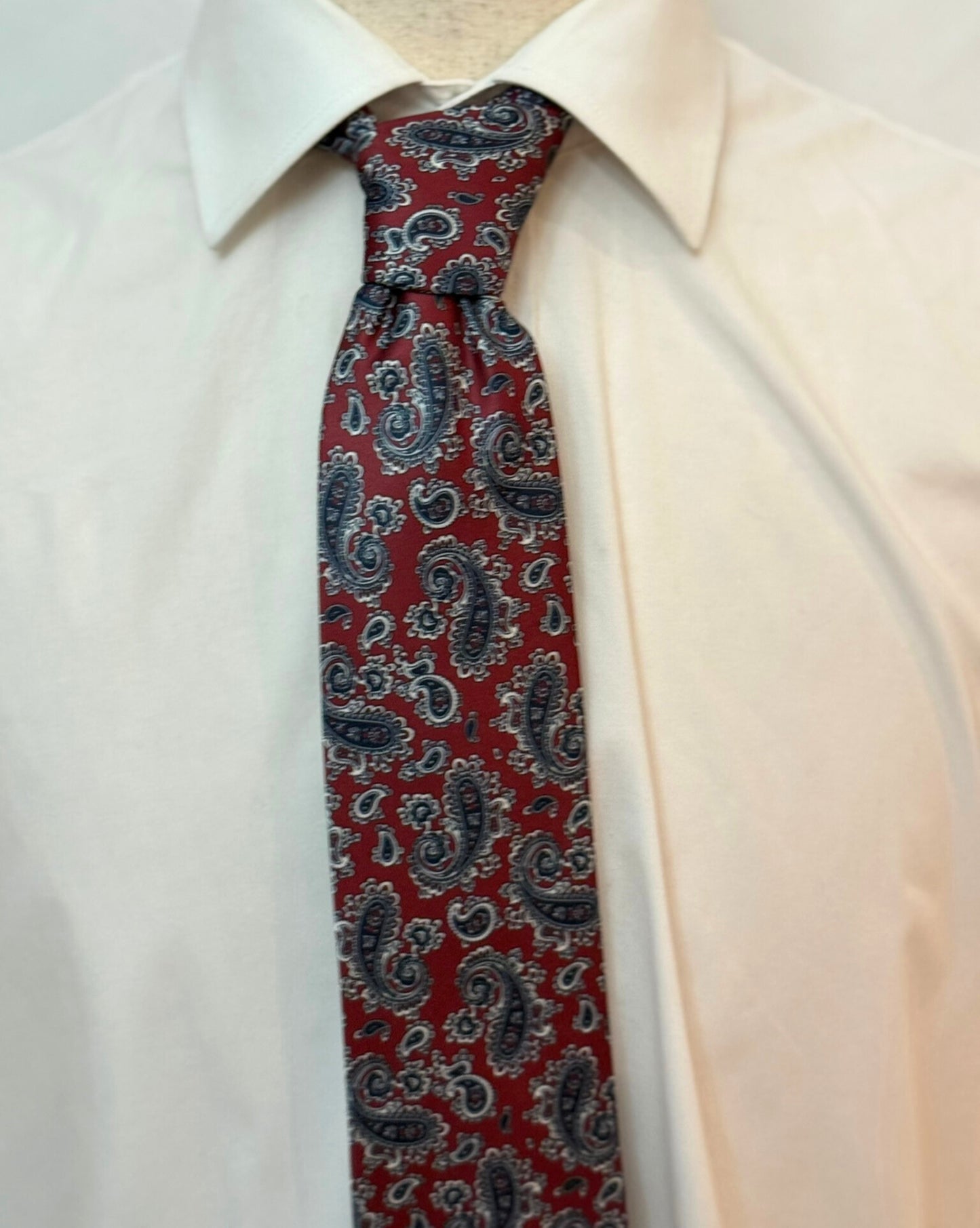 Black on Burgundy Paisley Necktie