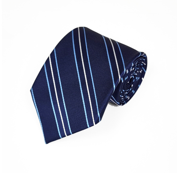 Corbata tejida a rayas azules y negras Oasis