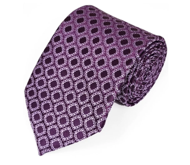 Rasberry and Gray Geometric Necktie