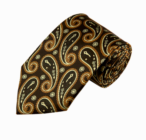 Brown, Biege, and Copper Paisley Necktie
