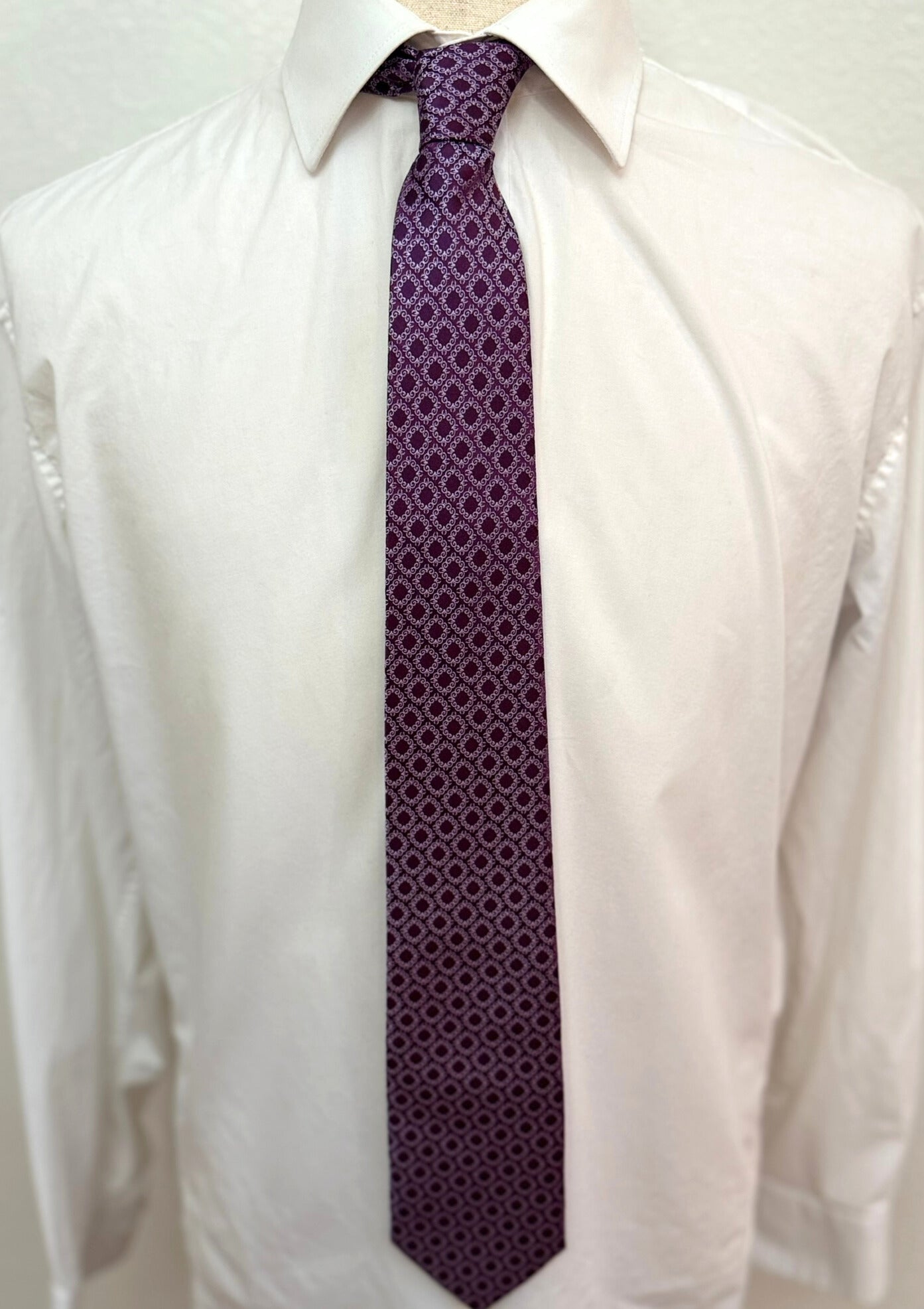 Rasberry and Gray Geometric Necktie