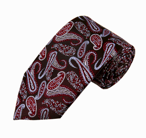 Red and Silver, on Red Paisley Necktie