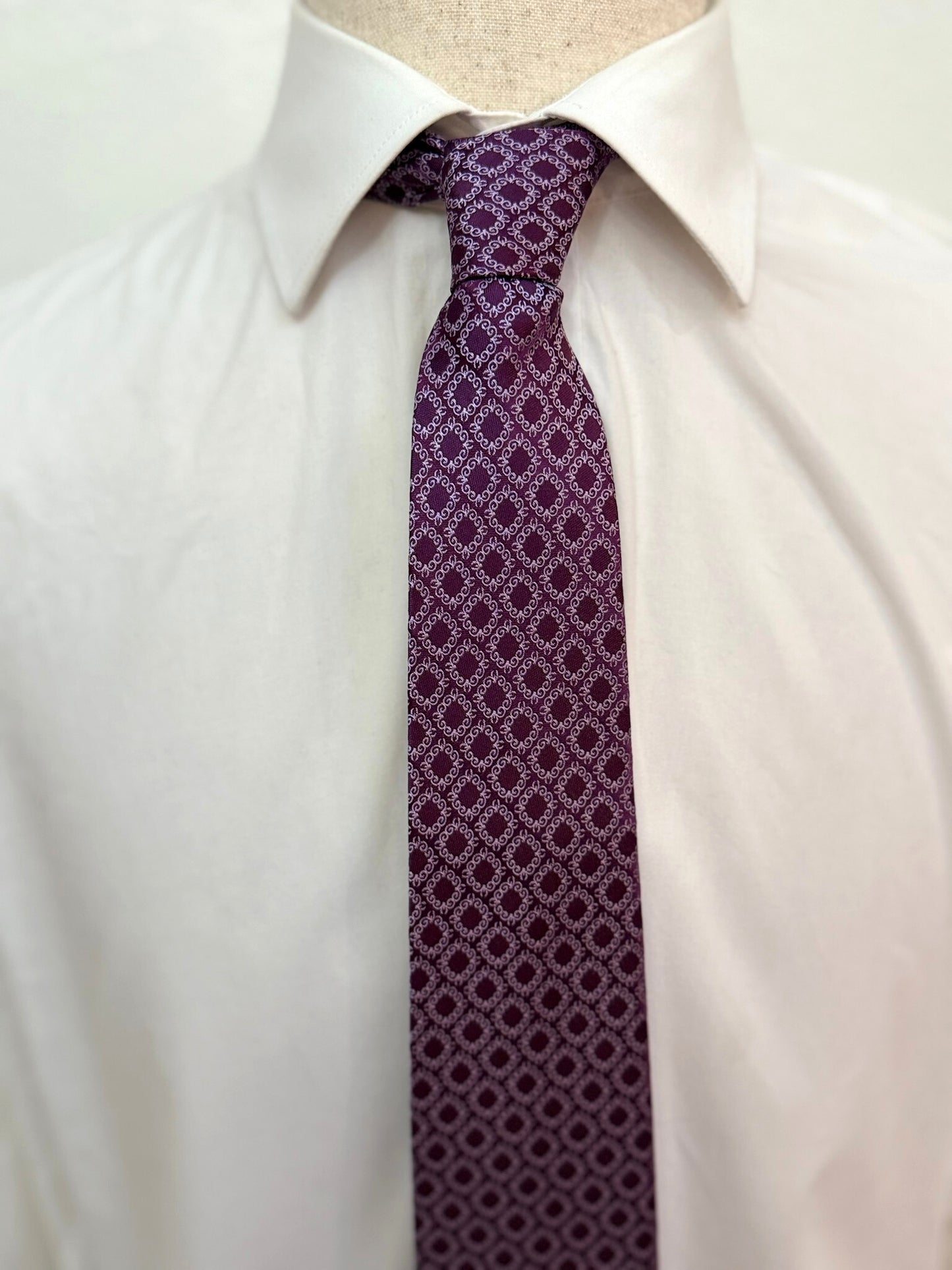 Rasberry and Gray Geometric Necktie