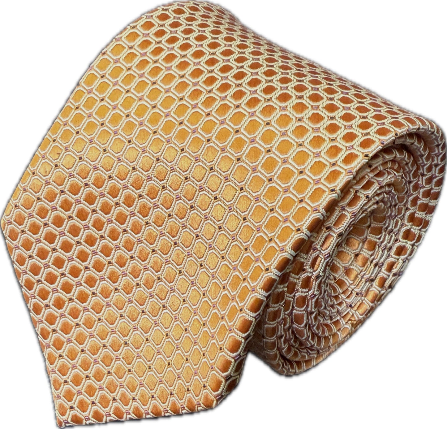 Tangerine Micro Square Geometric Necktie