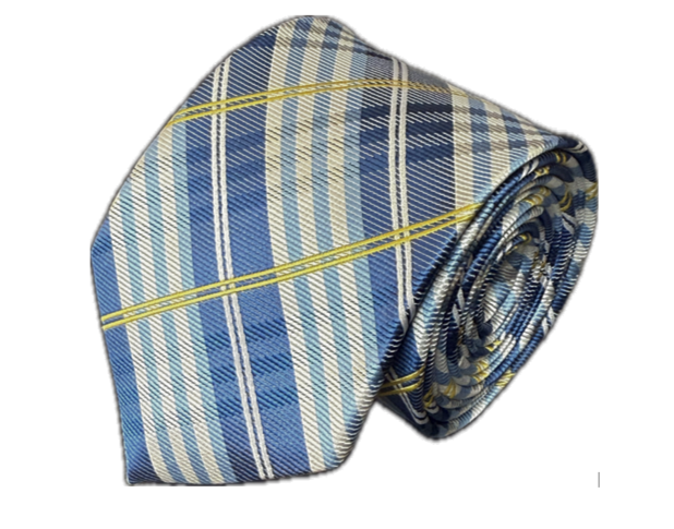 Blue, White, and Yellow Plaid Necktie