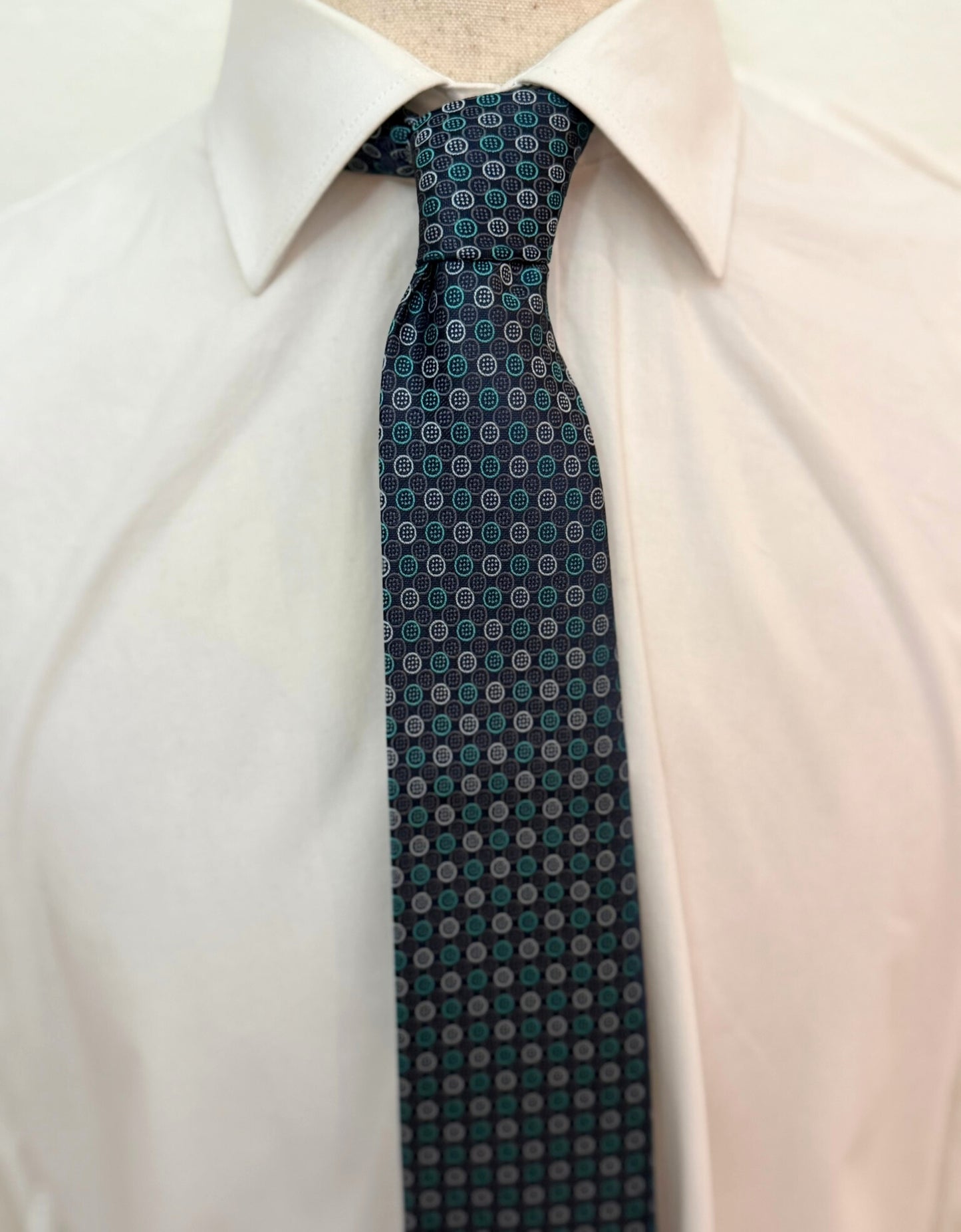 Teal Green and Silver Multi Small Dotted Necktie