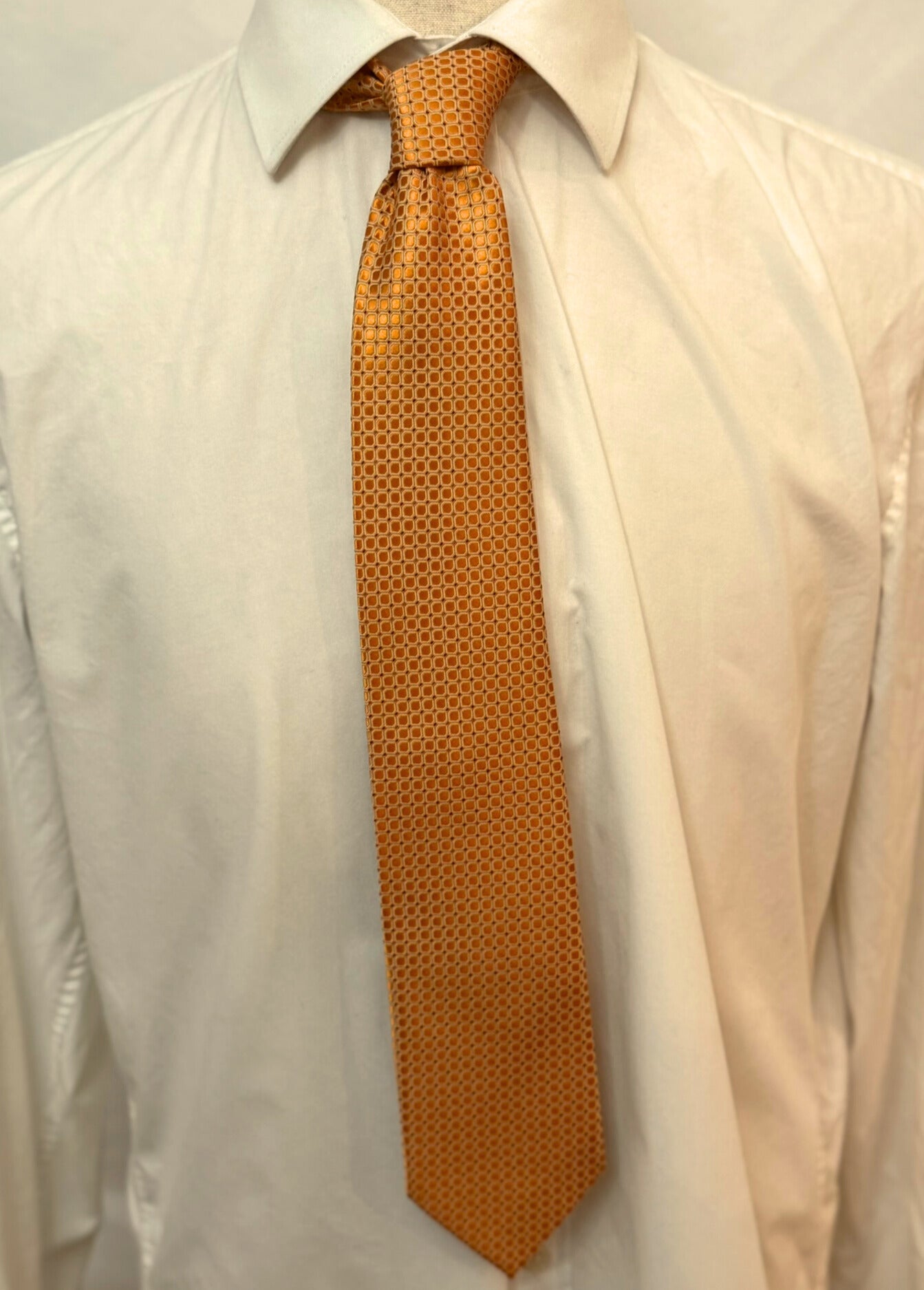 Tangerine Micro Square Geometric Necktie