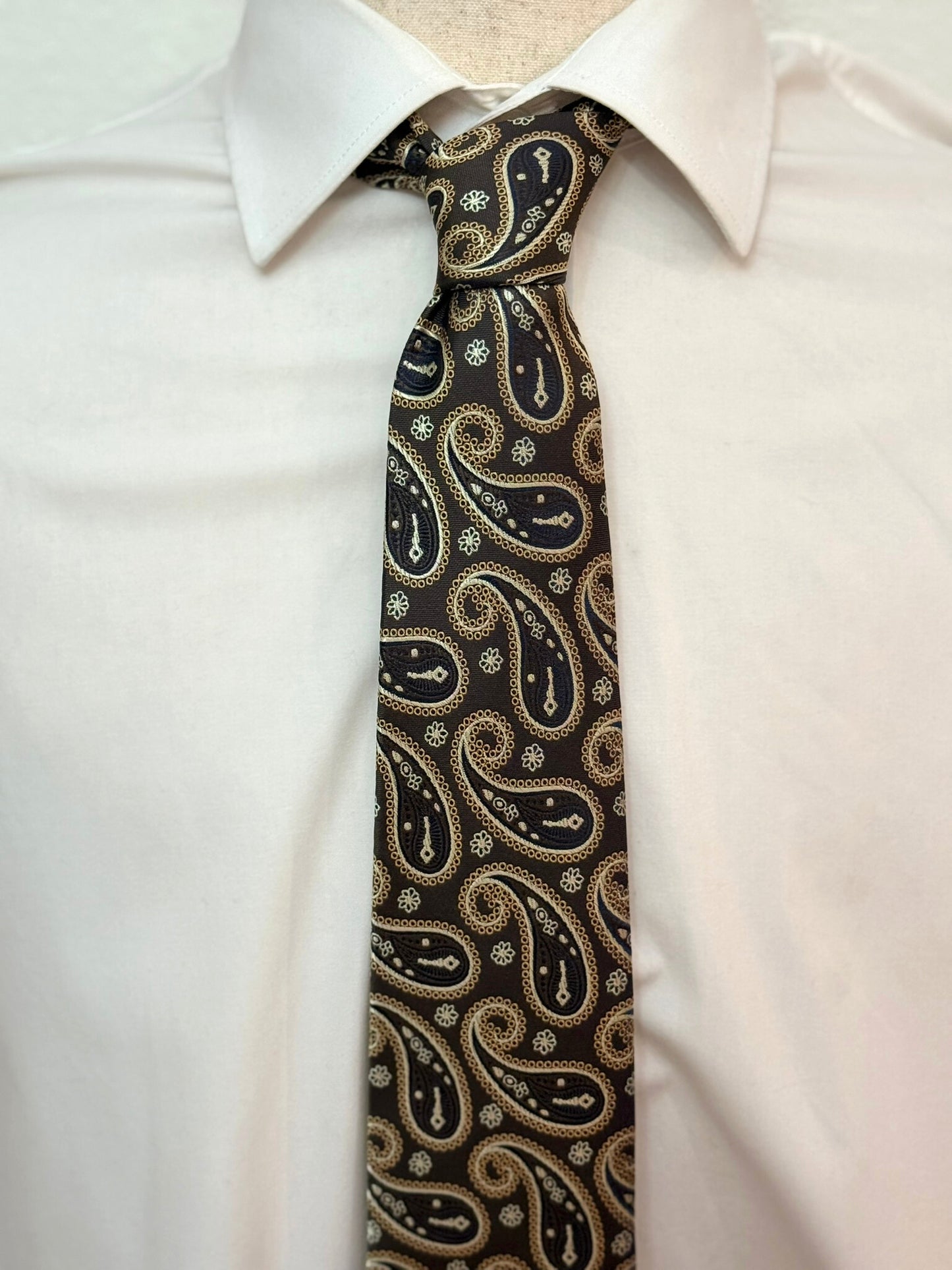 Brown, Biege, and Copper Paisley Necktie