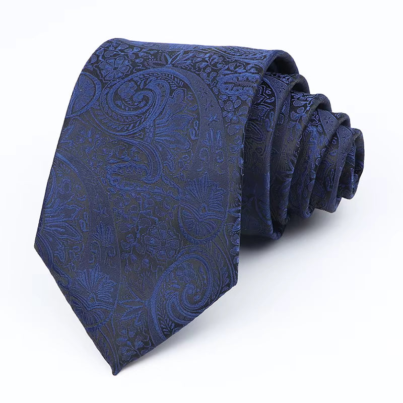 Bright Blue Paisley on Navy Necktie