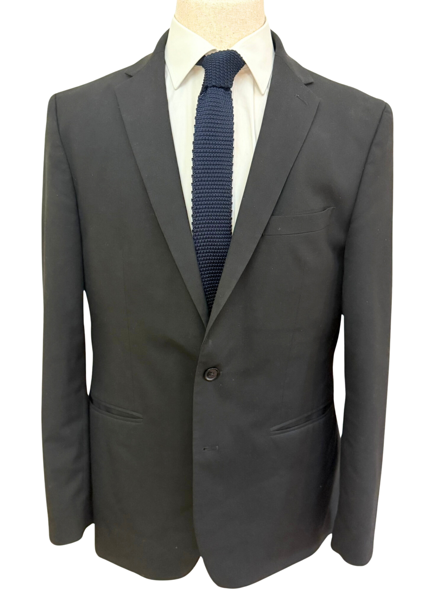 Corbata de punto azul marino lisa