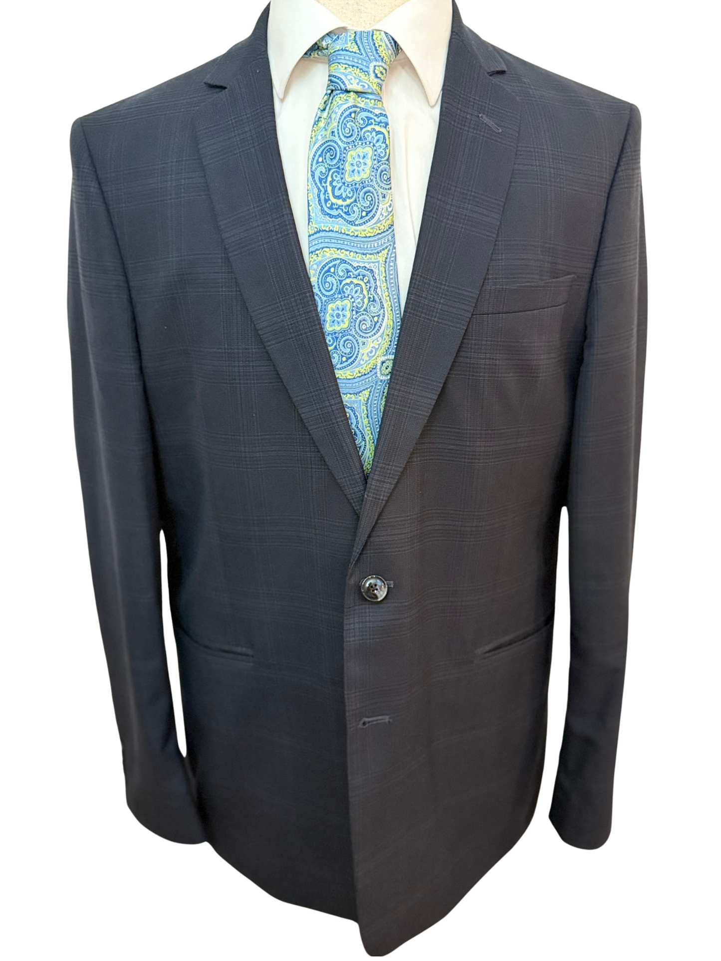 Lime Green and Steel Blue Paisley Necktie