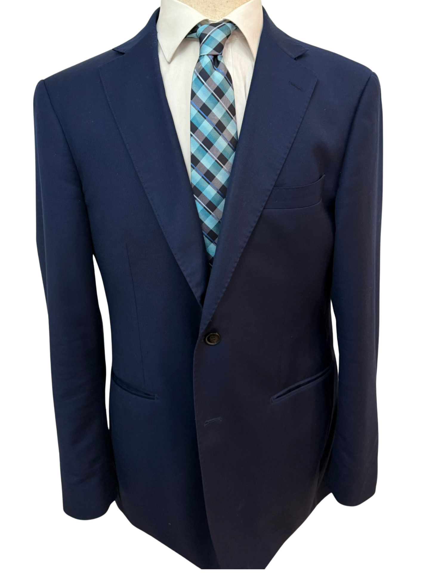 Multi Aqua Blue, Green, Black and Silver Plaid Necktie