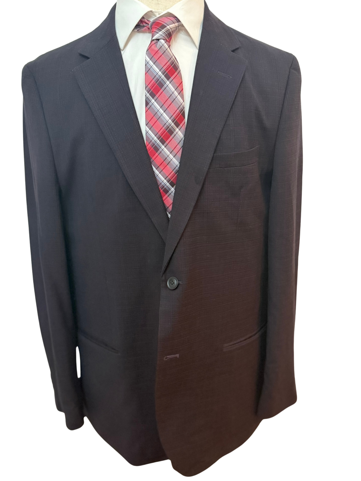 White, Gray, and Black Stripes on Red Plaid Necktie