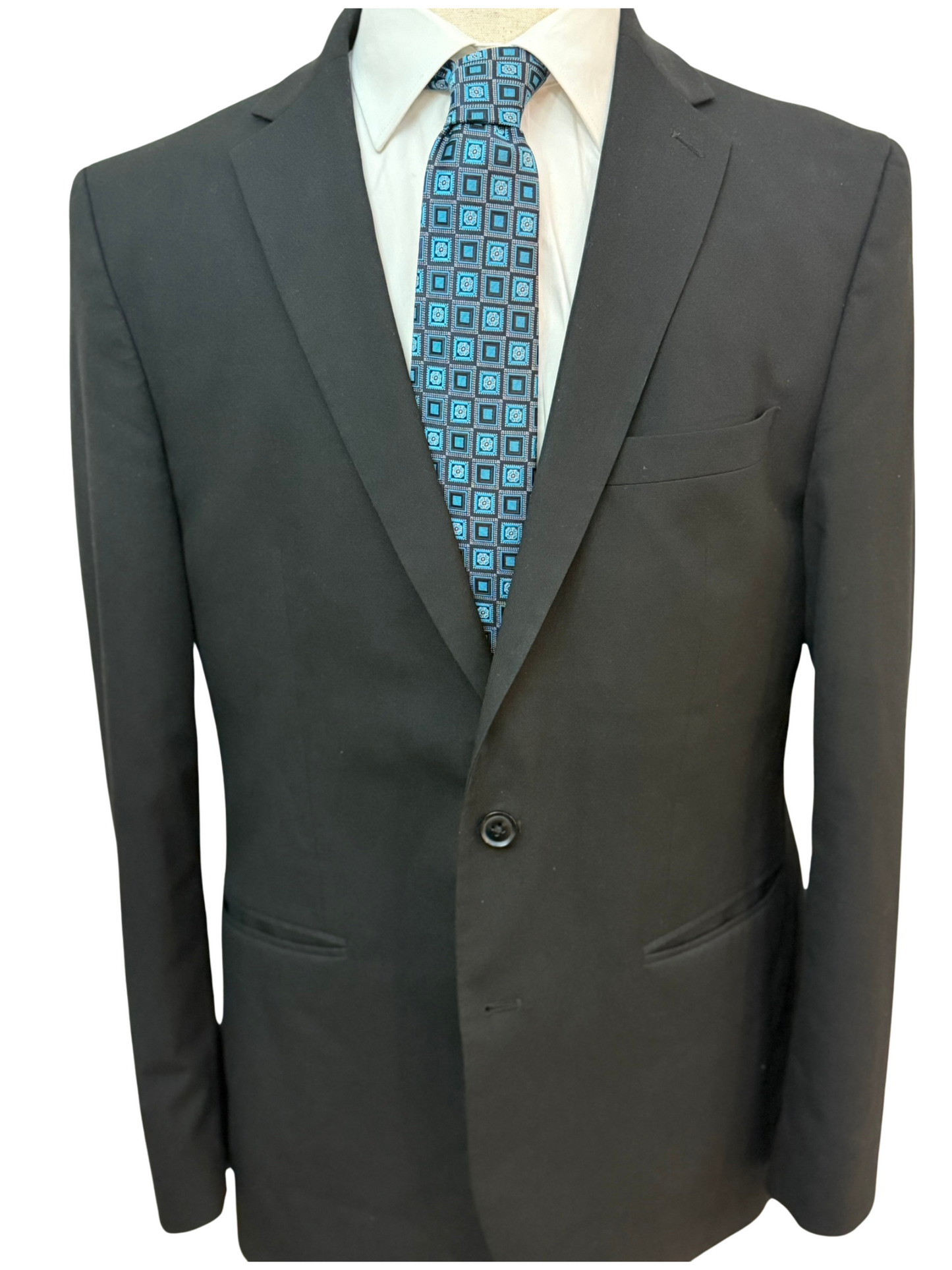 Oasis Blue and Black Retro Flower Necktie
