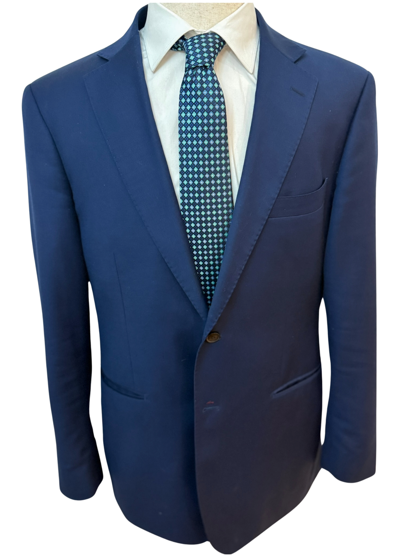 Turquoise Navy Blue Diamonds Necktie