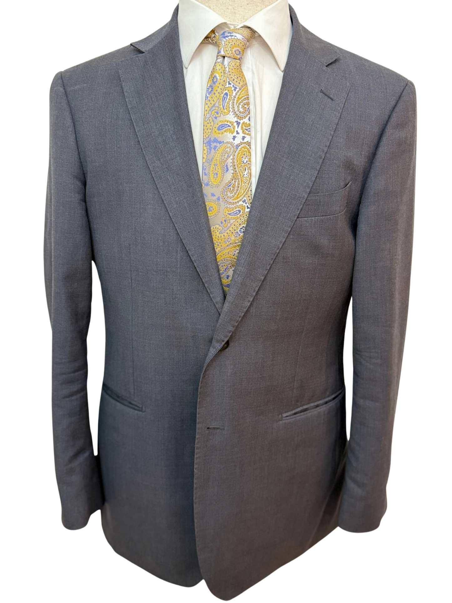 Mustard and Steel Blue Platinum Paisley Necktie