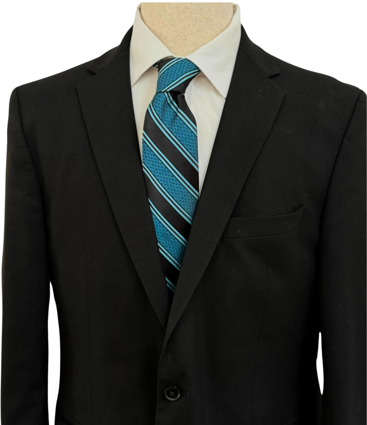 Corbata tejida a rayas azules y negras Oasis
