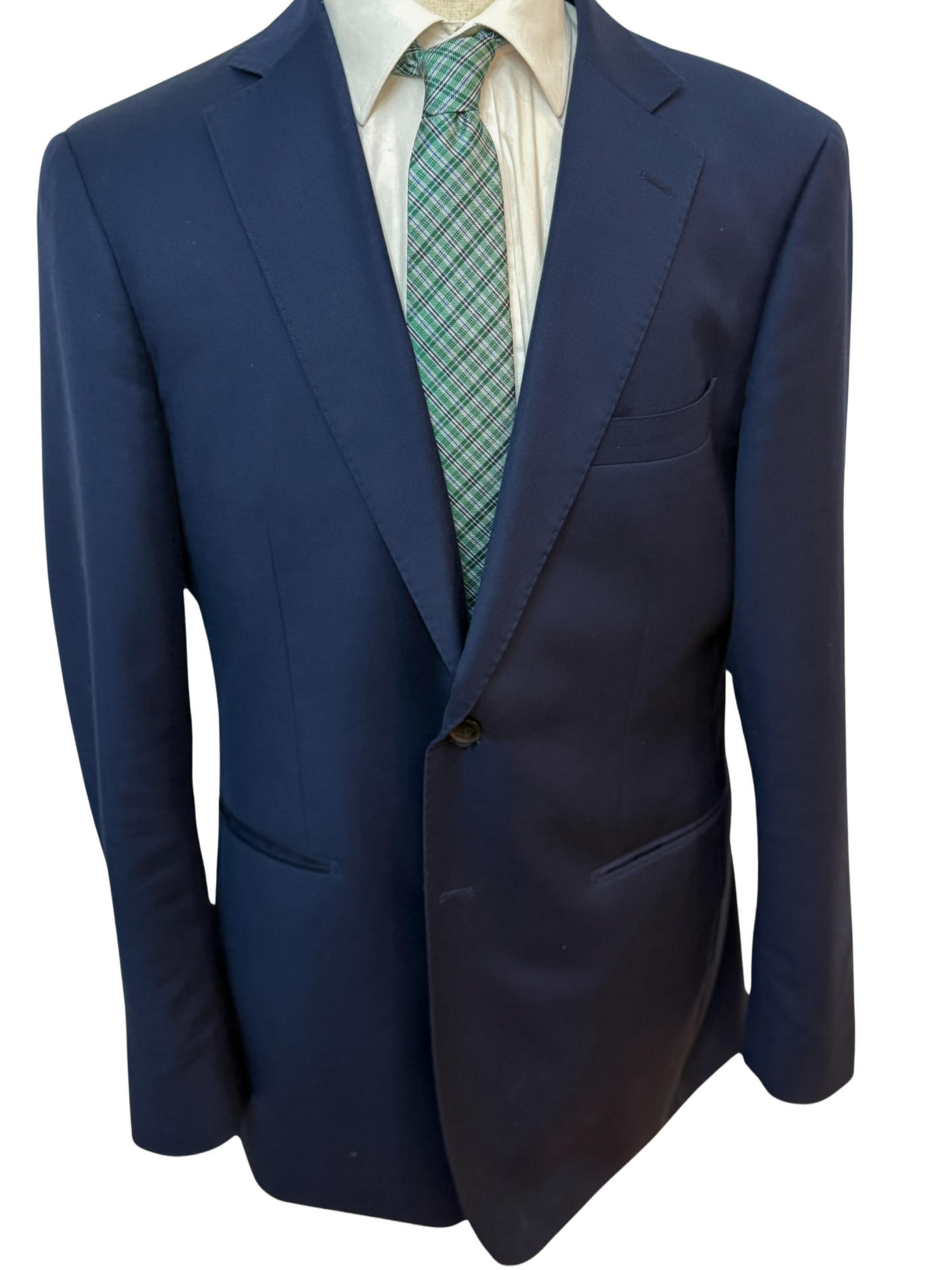 White, Black, Blue Multi Striped on Green Plaid Necktie