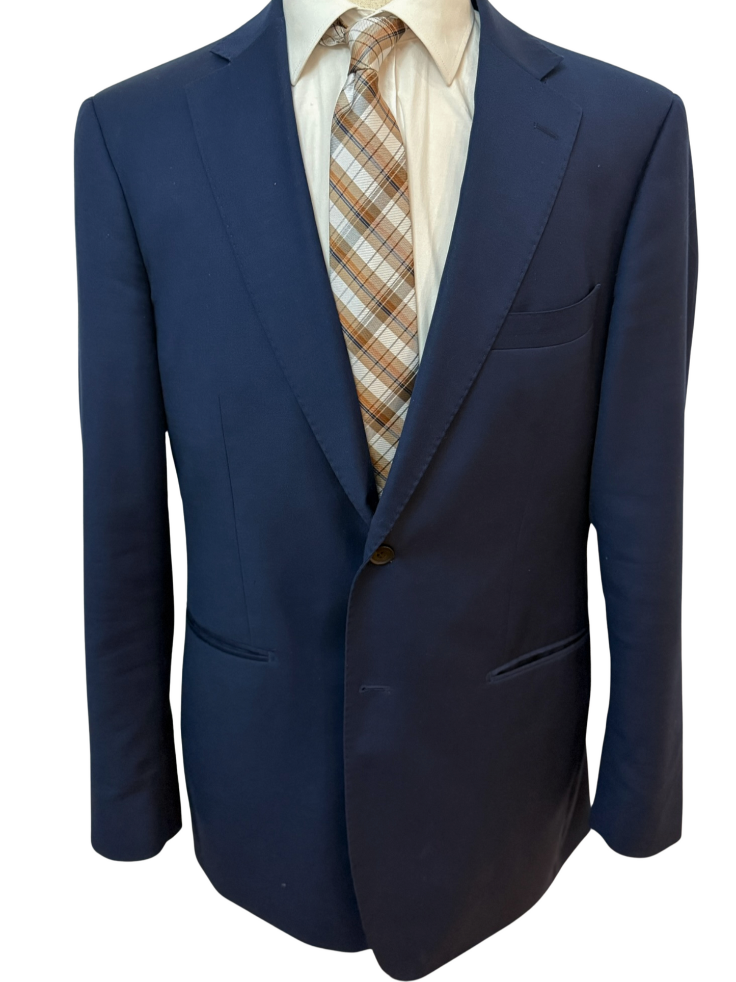 Red, Blue, and White Stripes On Tan Plaid Necktie