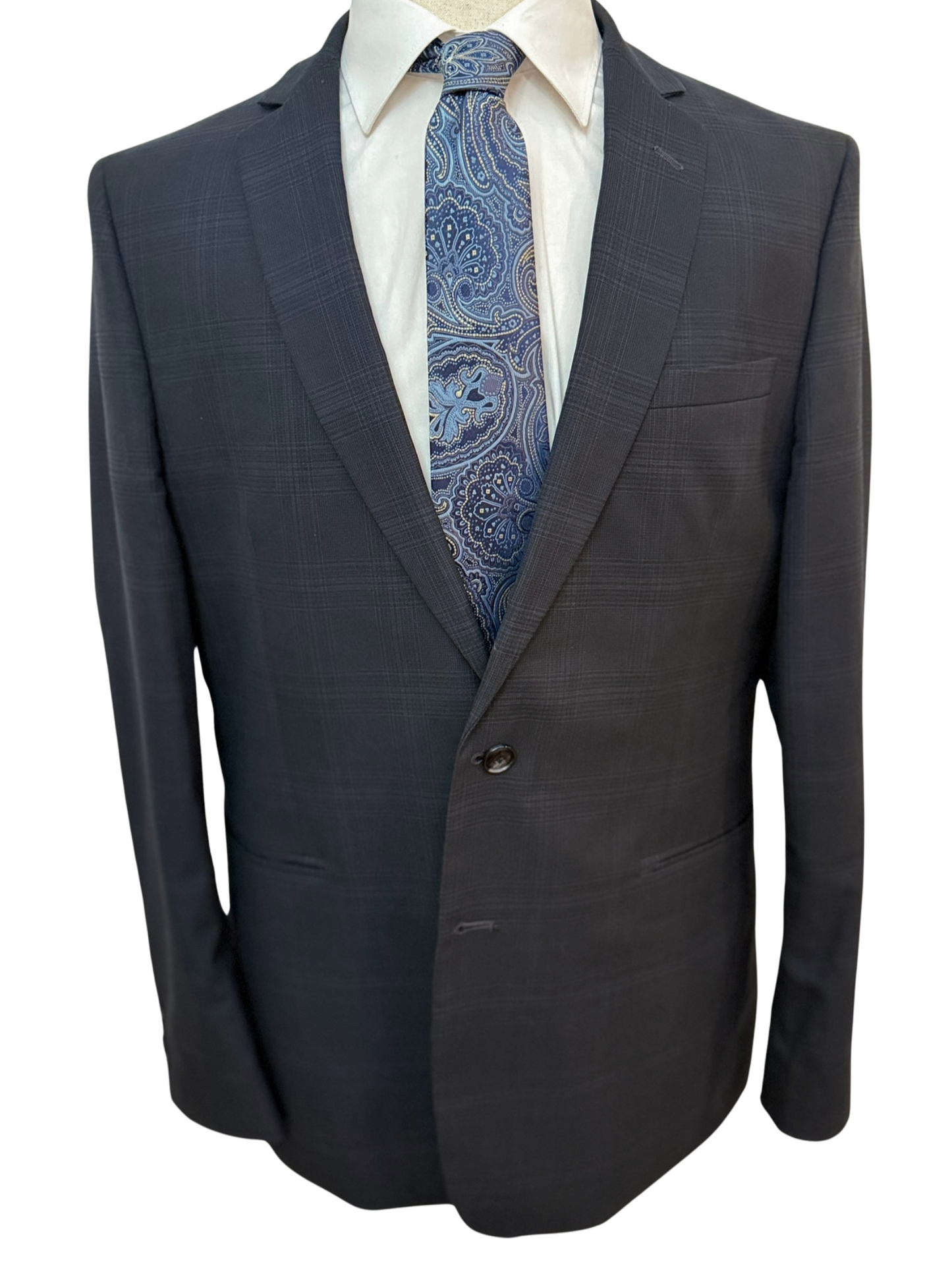 Steel Blue, Gold, and Navy Paisley Necktie
