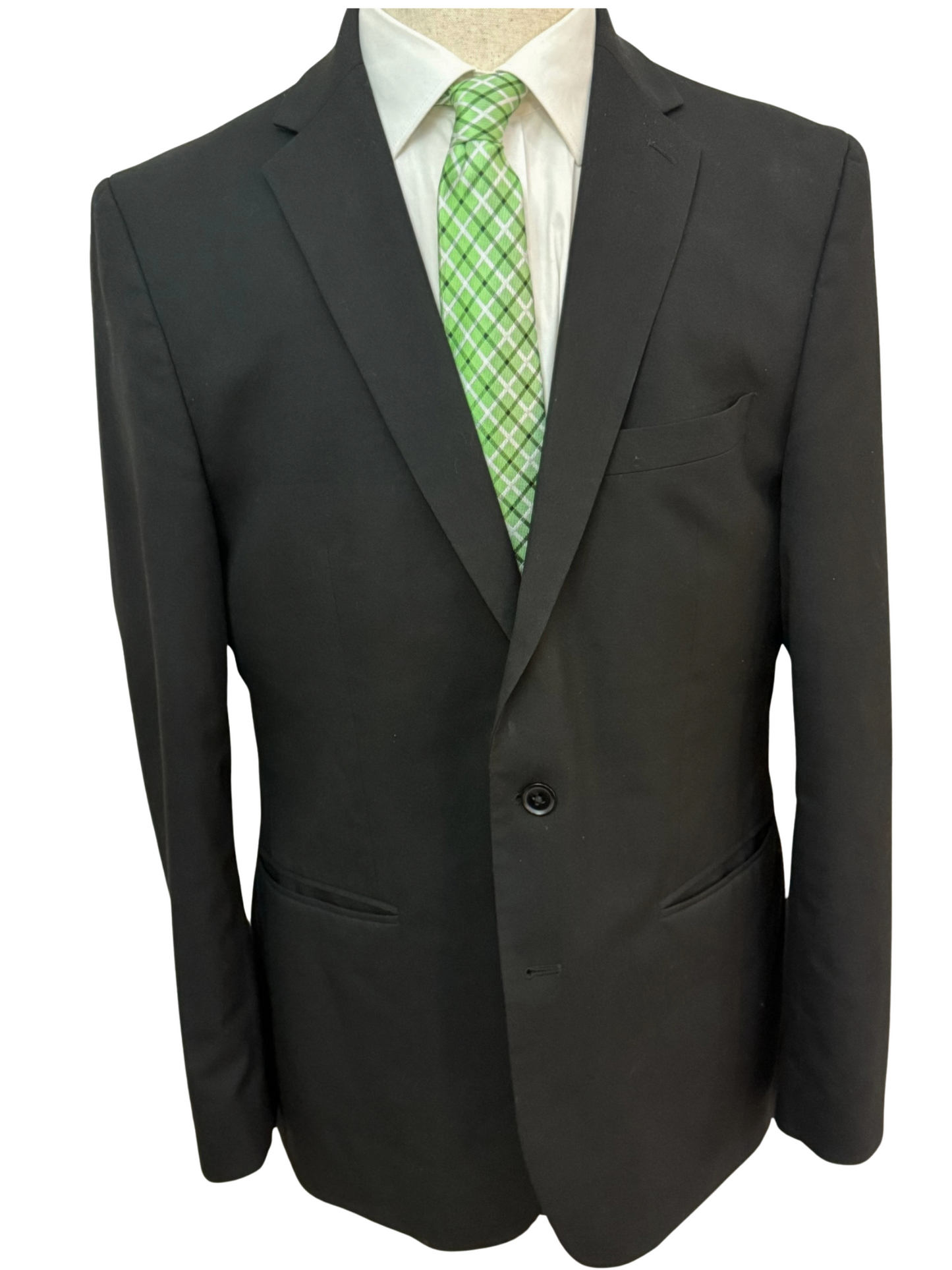 Light Green, White and Black Plaid Necktie