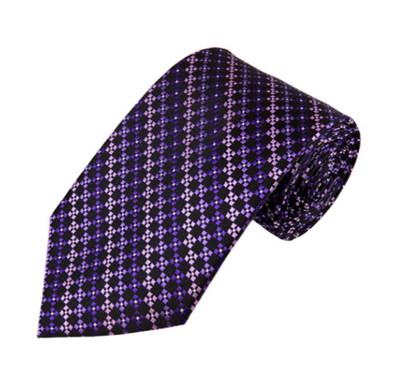 Purple with Black Cross Box Geometric Necktie