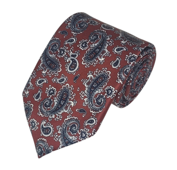 Black on Burgundy Paisley Necktie