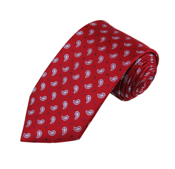Small Teardrop Paisleys on Red Necktie