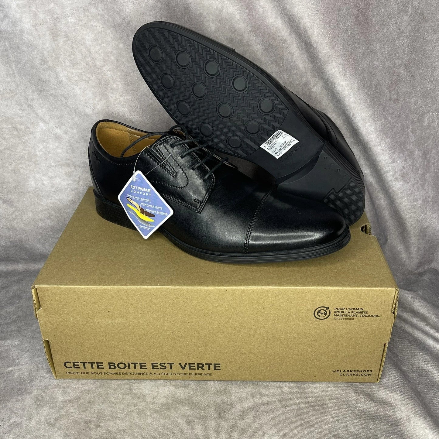 Clarks Men's Whiddon cap Toe Oxford Black Dress shoe