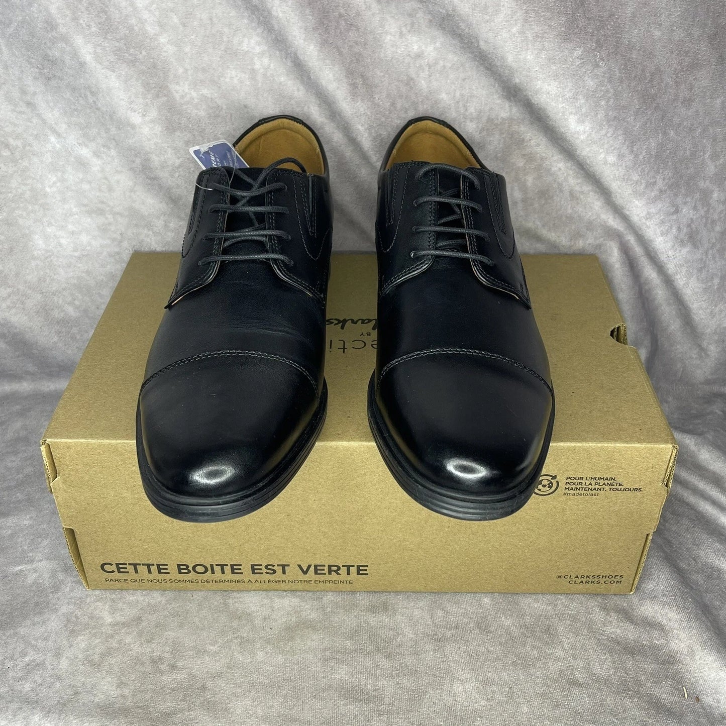 Clarks Men's Whiddon cap Toe Oxford Black Dress shoe