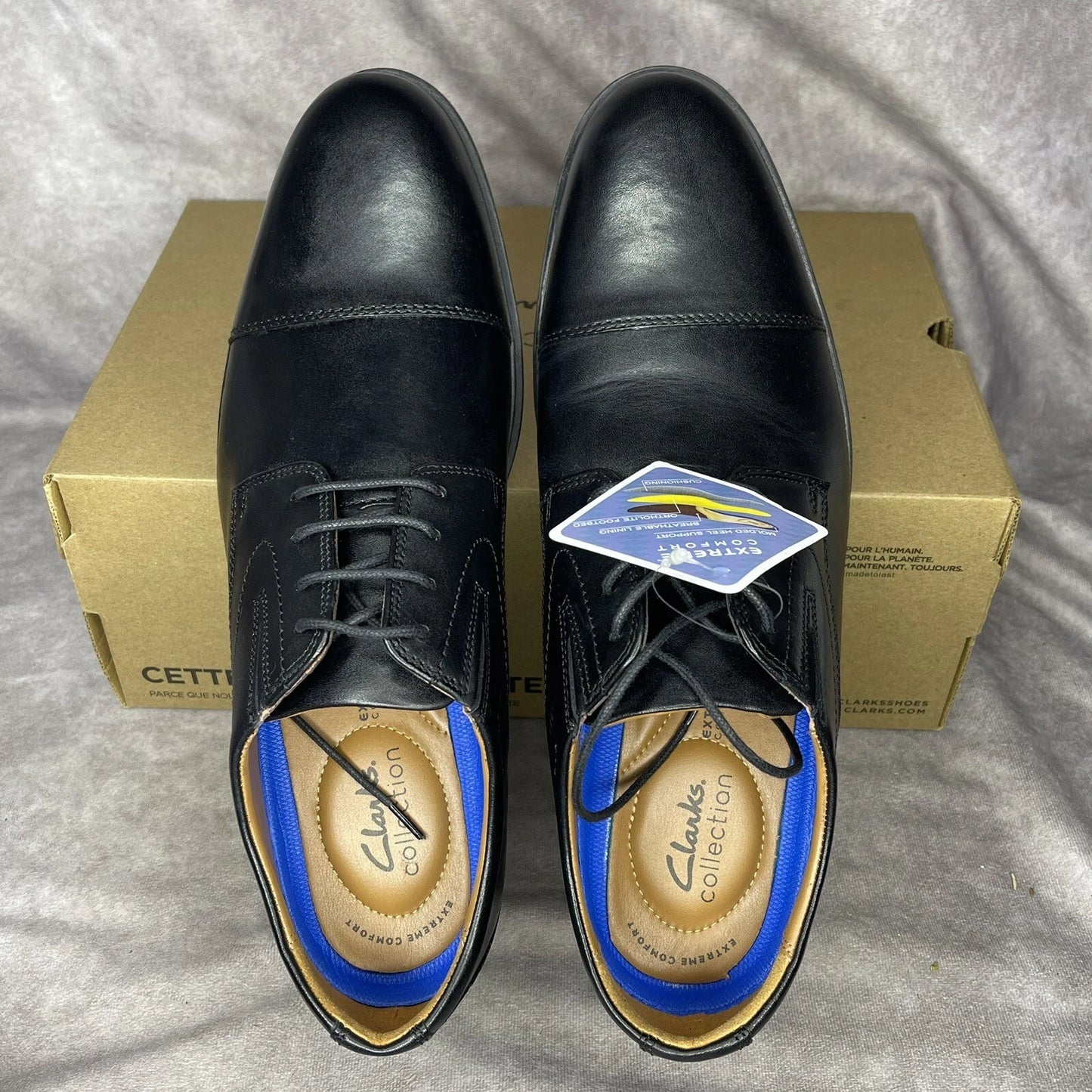 Clarks Men's Whiddon cap Toe Oxford Black Dress shoe