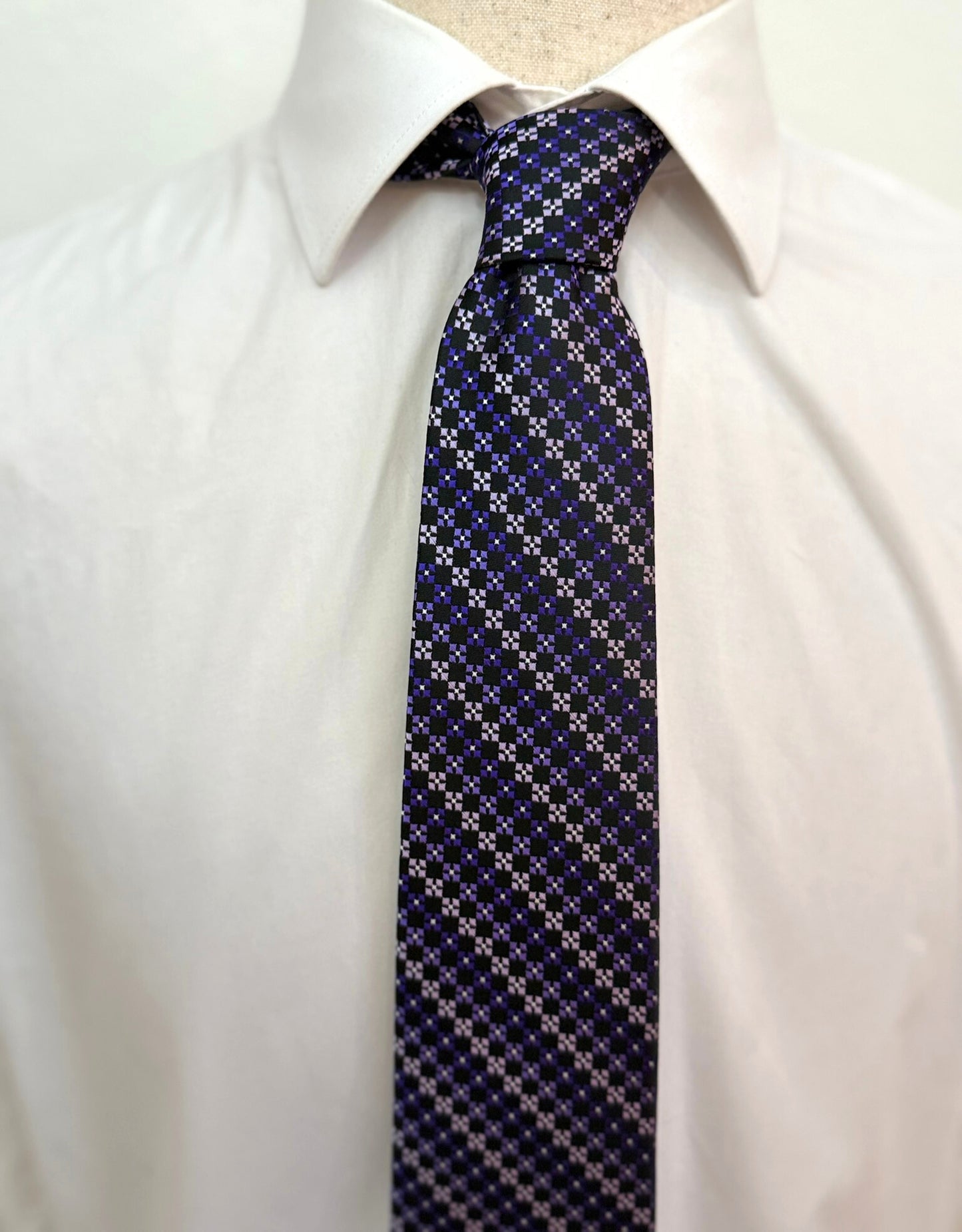 Purple with Black Cross Box Geometric Necktie