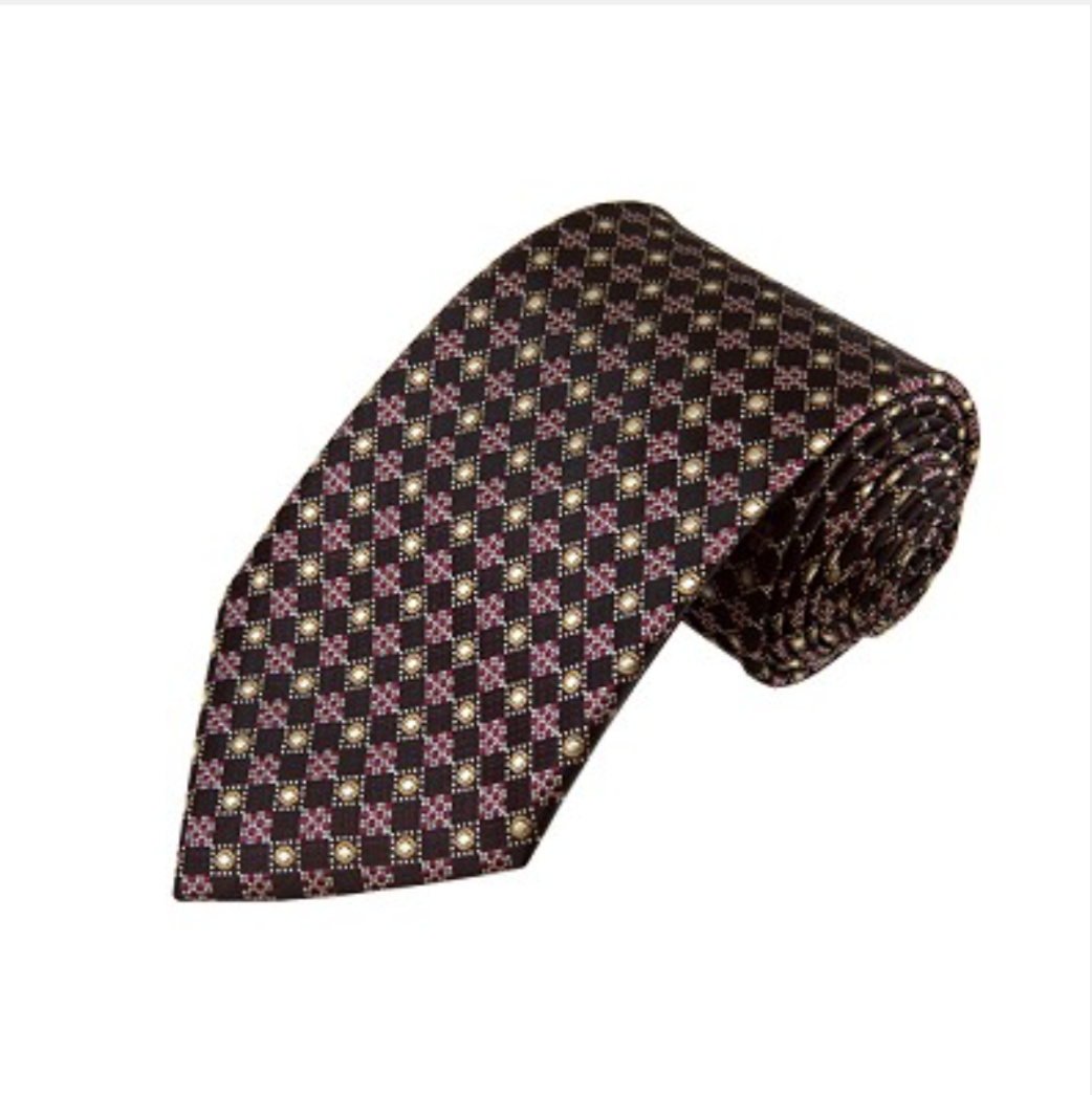 Burgundy and Copper Small Dotted Cross Check Necktie