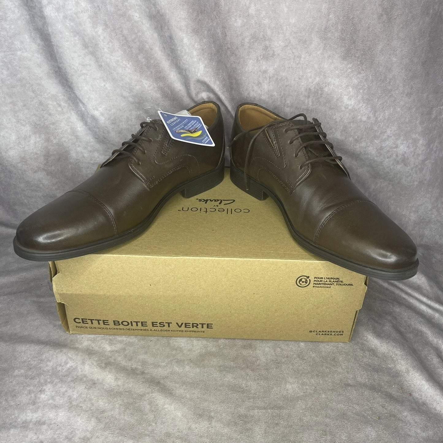 Clarks Men's Whiddon cap Toe Oxford Dark Brown Dress shoe