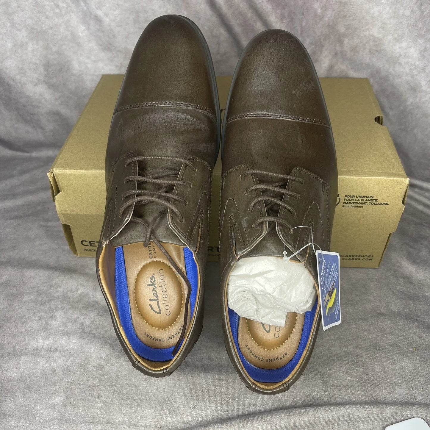Clarks Men's Whiddon cap Toe Oxford Dark Brown Dress shoe