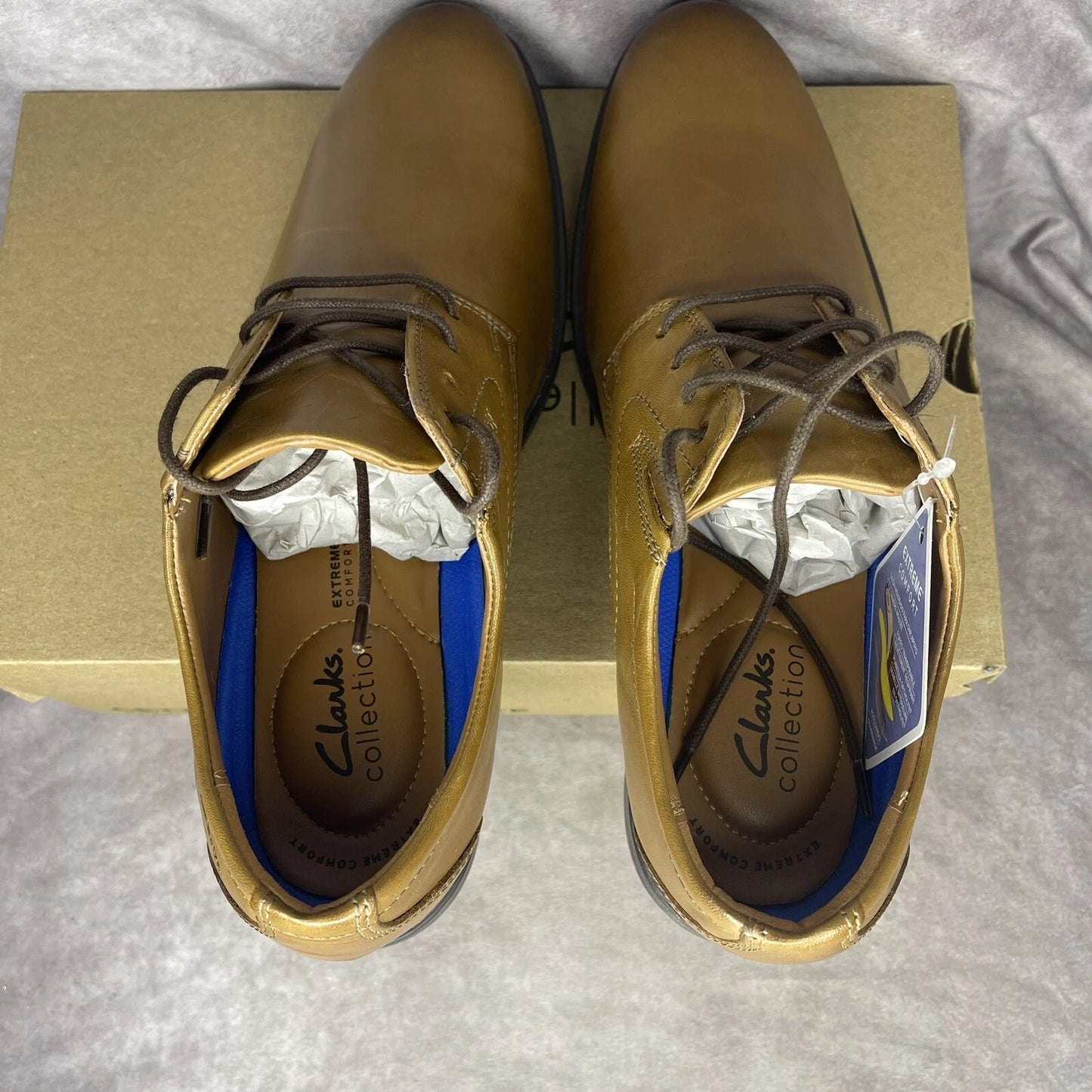 Clarks Men's Whiddon Plain Toe Oxford Dark Tan Dress shoe