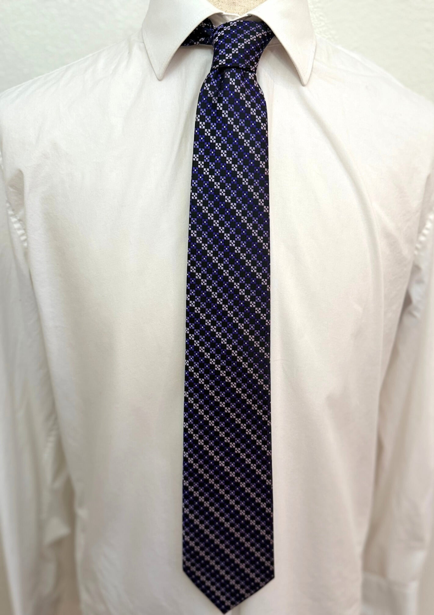Purple with Black Cross Box Geometric Necktie
