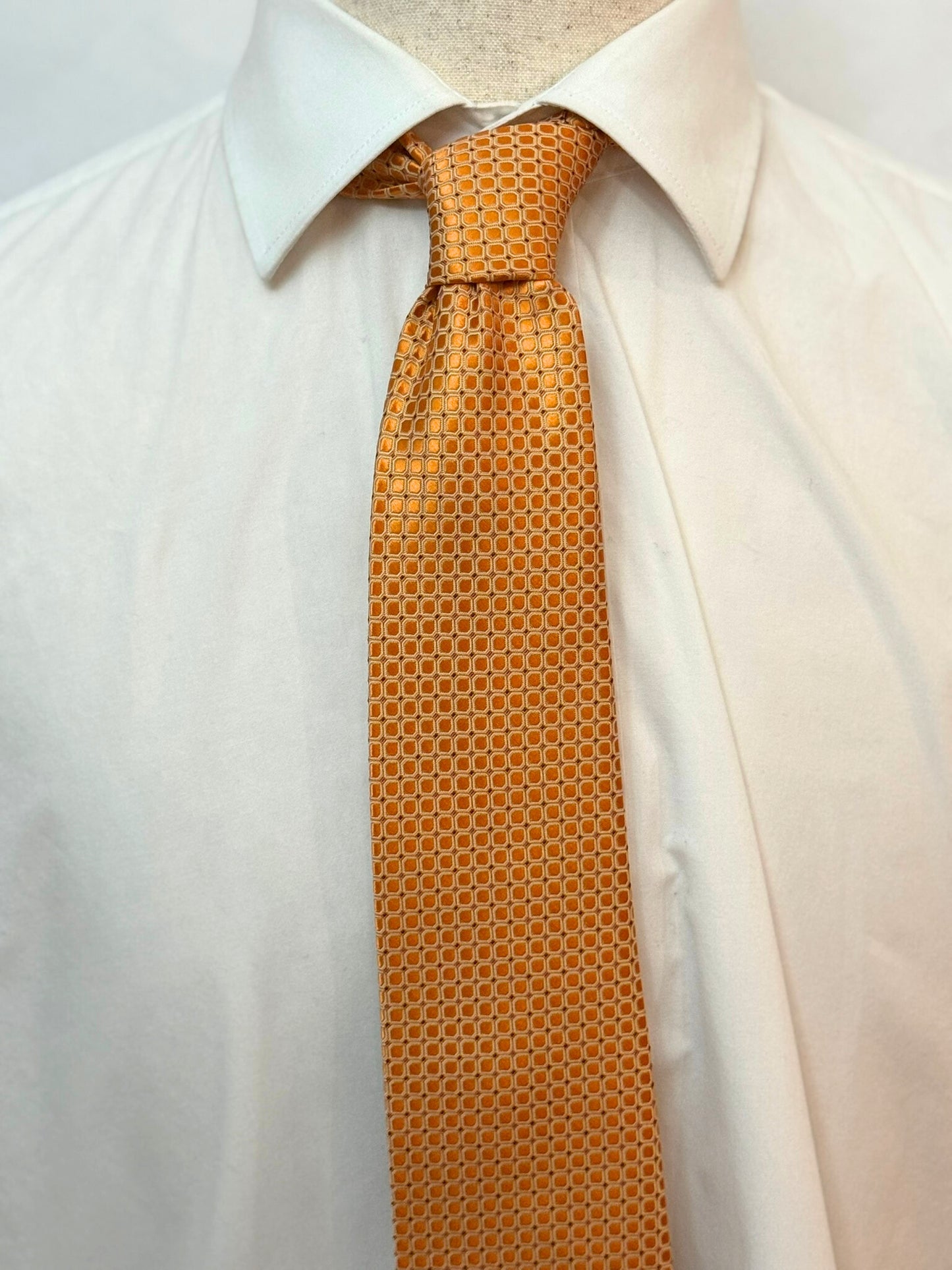 Tangerine Micro Square Geometric Necktie