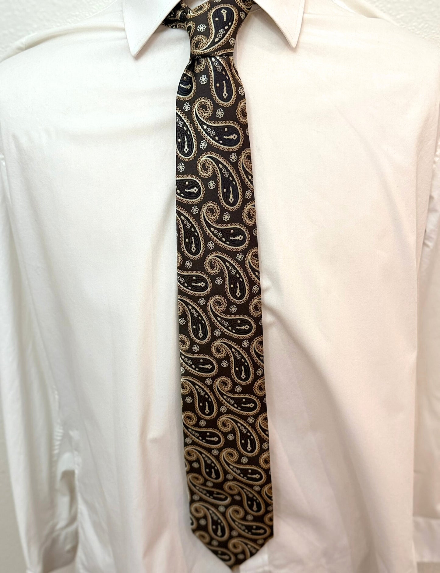Brown, Biege, and Copper Paisley Necktie