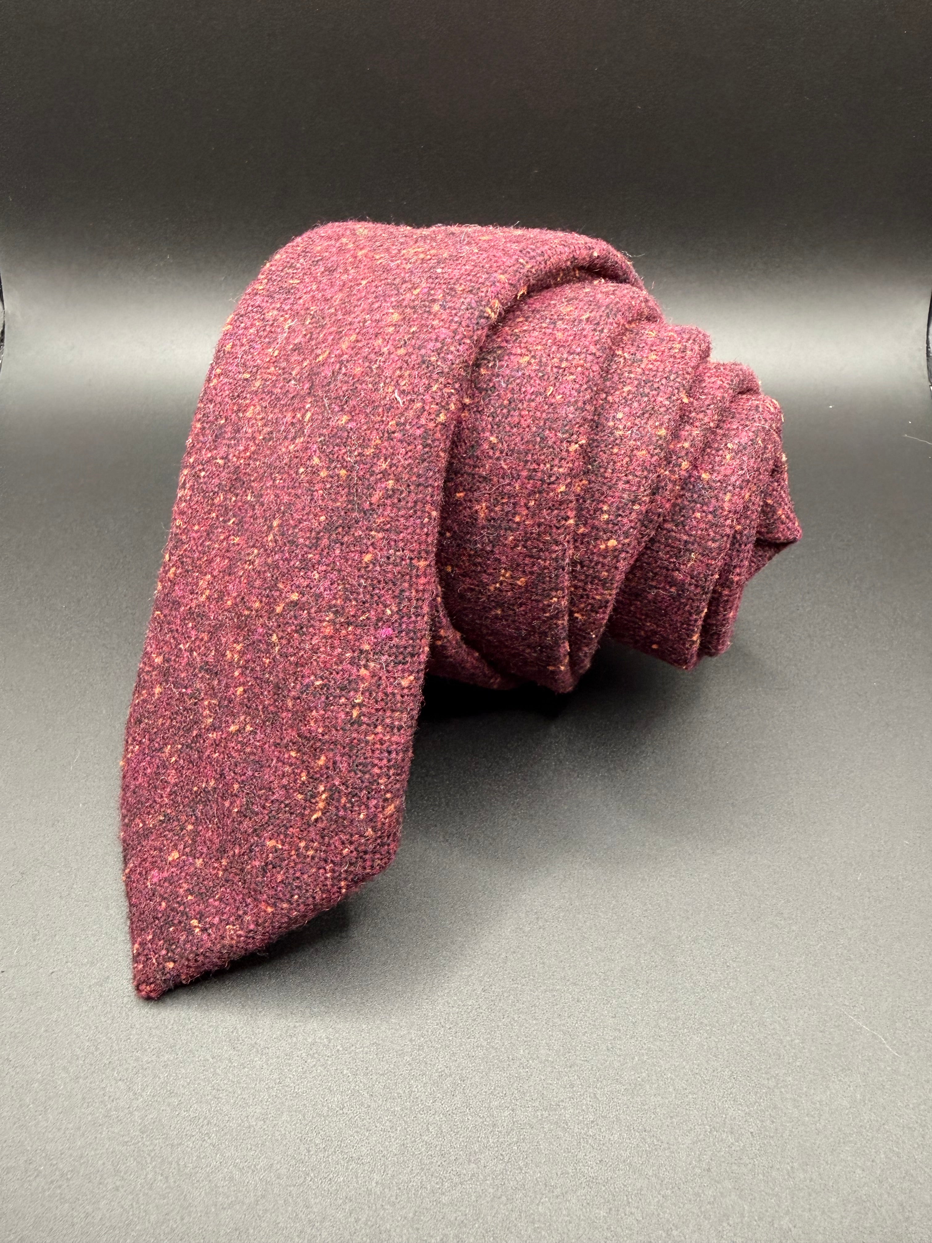 The Burgundy Wool with Orange Speckles Necktie