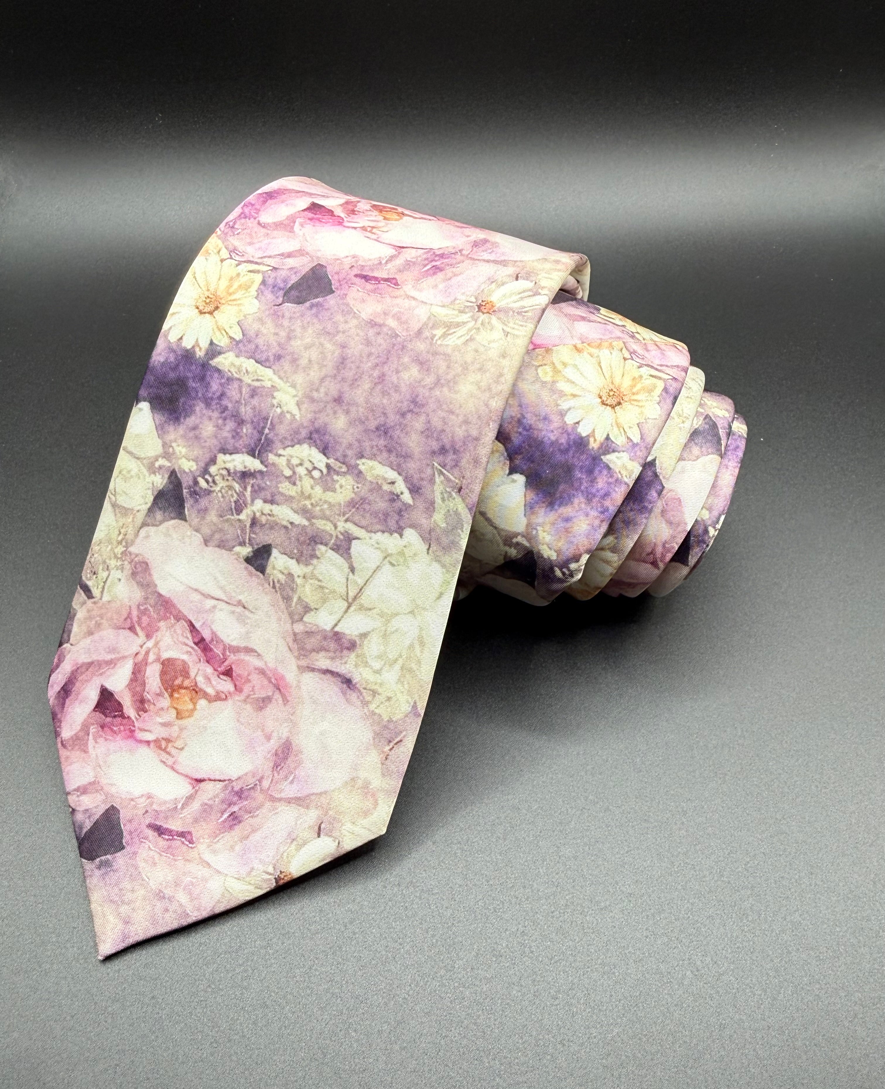 The Lavender Garden Watercolor Floral Necktie