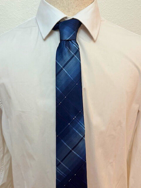 Silver, Grey, Blue, and Navy Plaid Necktie