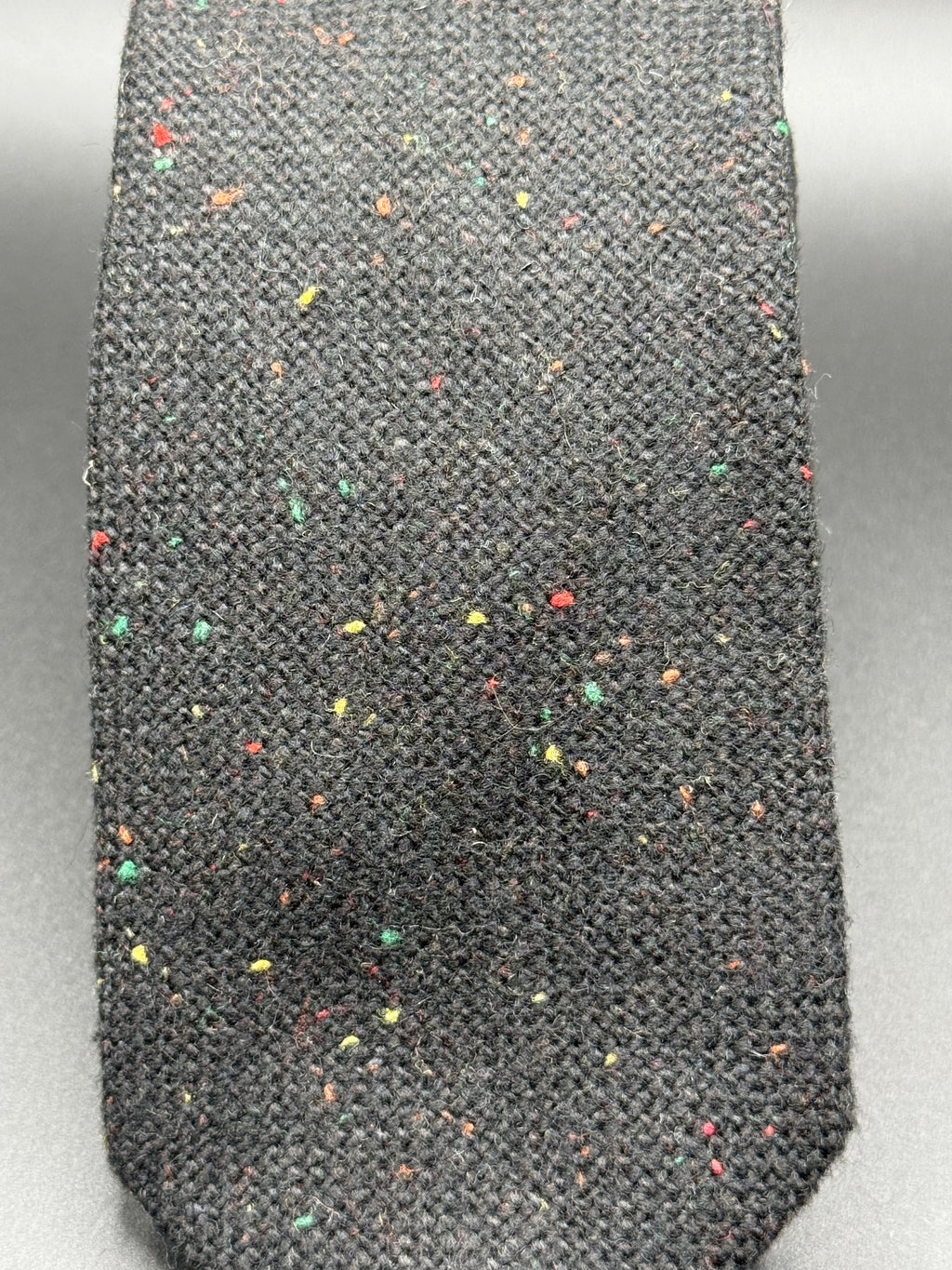 The Black Wool with Multicolored Speckles Necktie