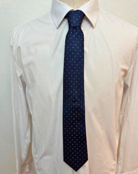 Gold Polka dots on black with Blue Speckles Necktie