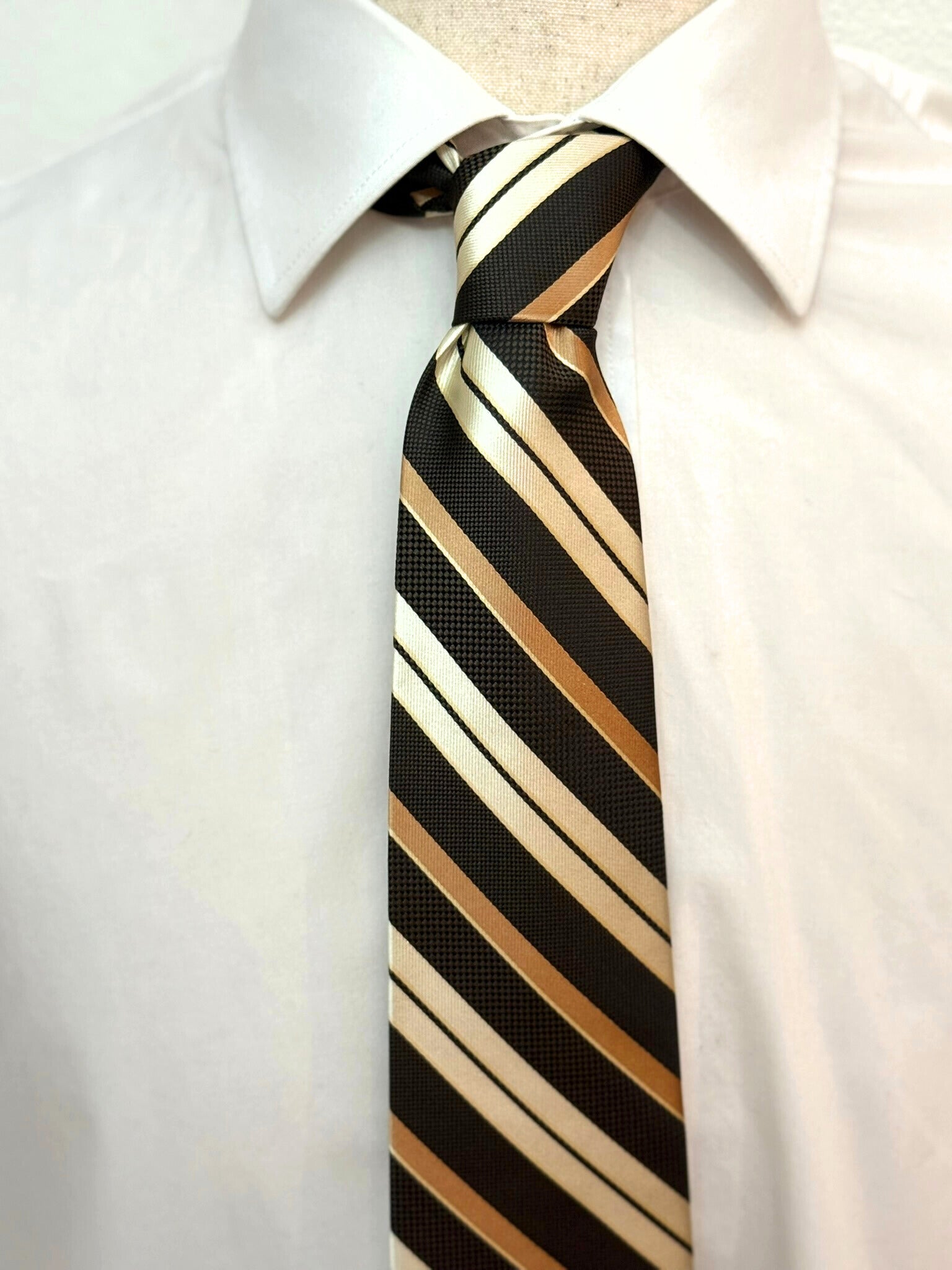 Brown, Tan and Cinnamon Striped Necktie