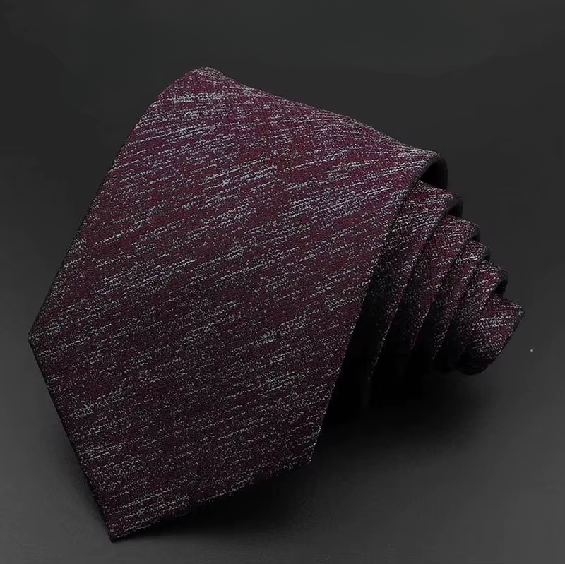 Charcoal Grey Heathered Weave on Burgundy Necktie