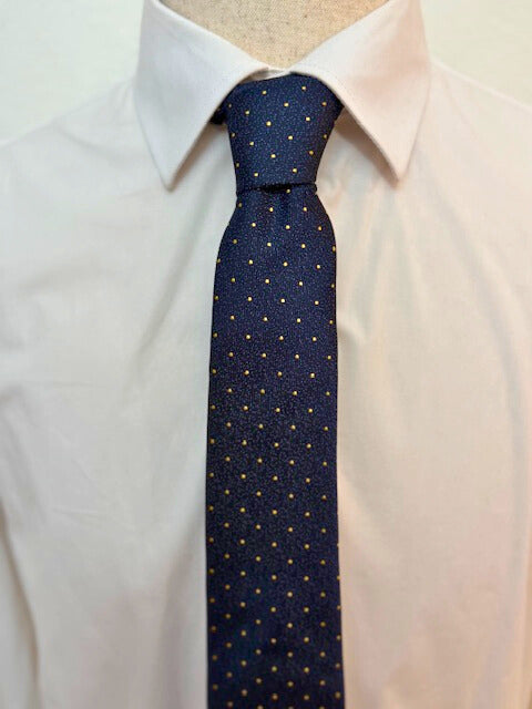 Gold Polka dots on black with Blue Speckles Necktie
