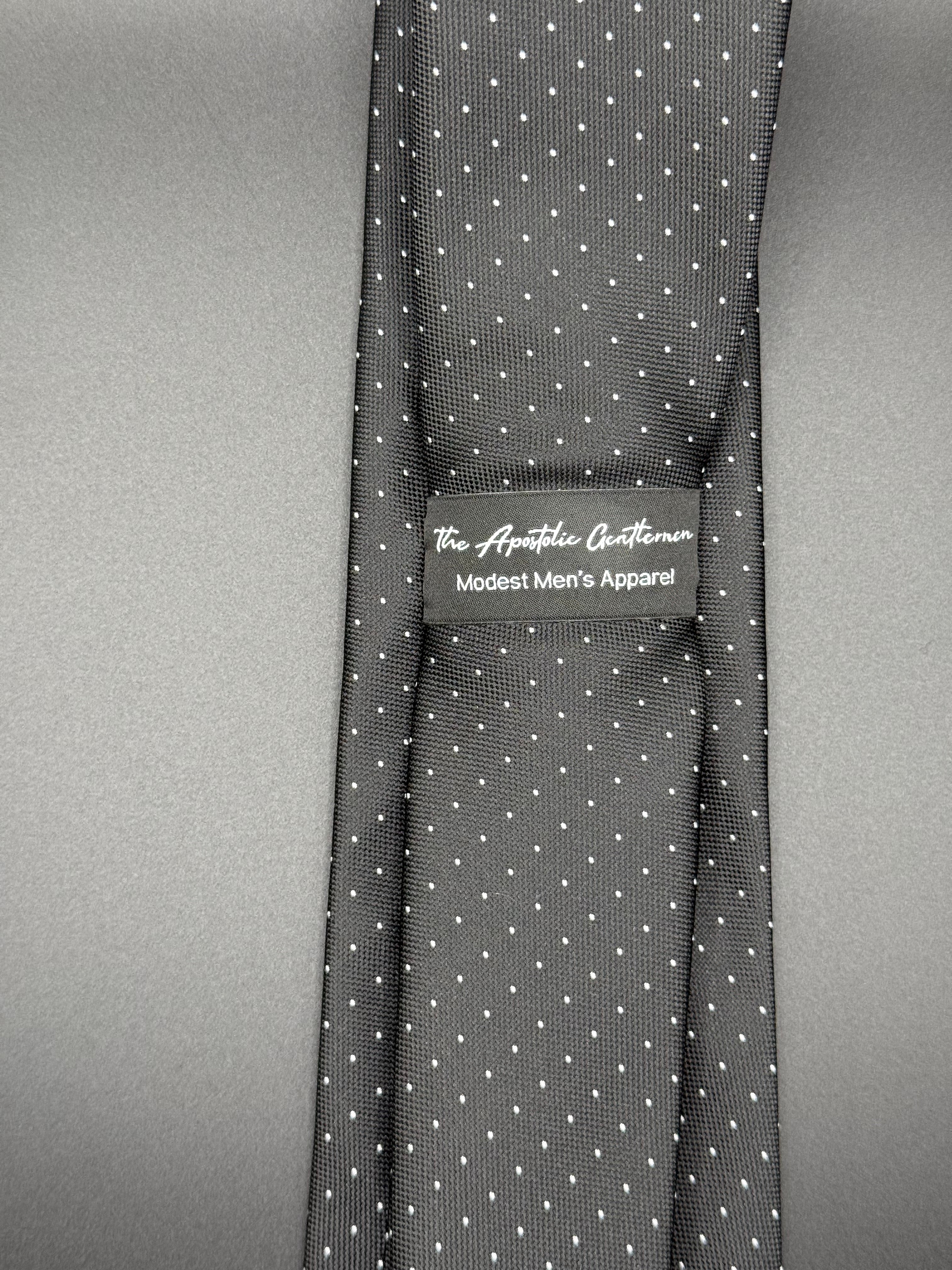 White Micro Dot on Black Necktie