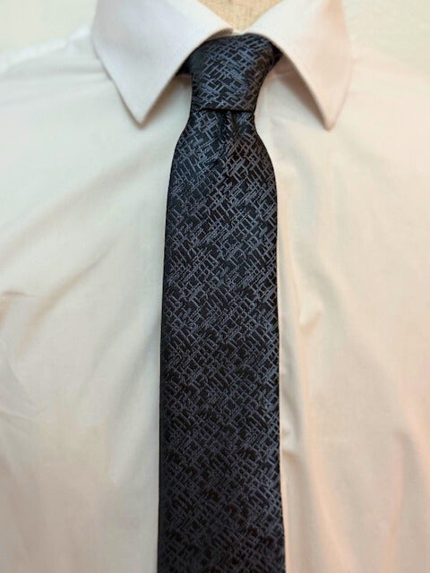 Dynamic Dark Grey Weave on Black Necktie
