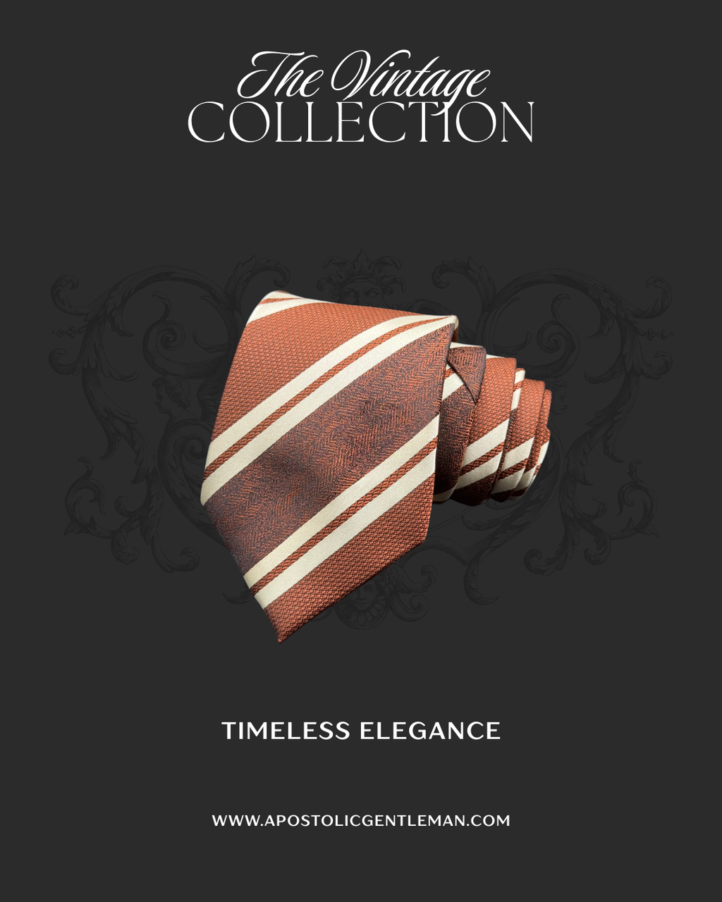 White and Brown Stripes on Brown Necktie